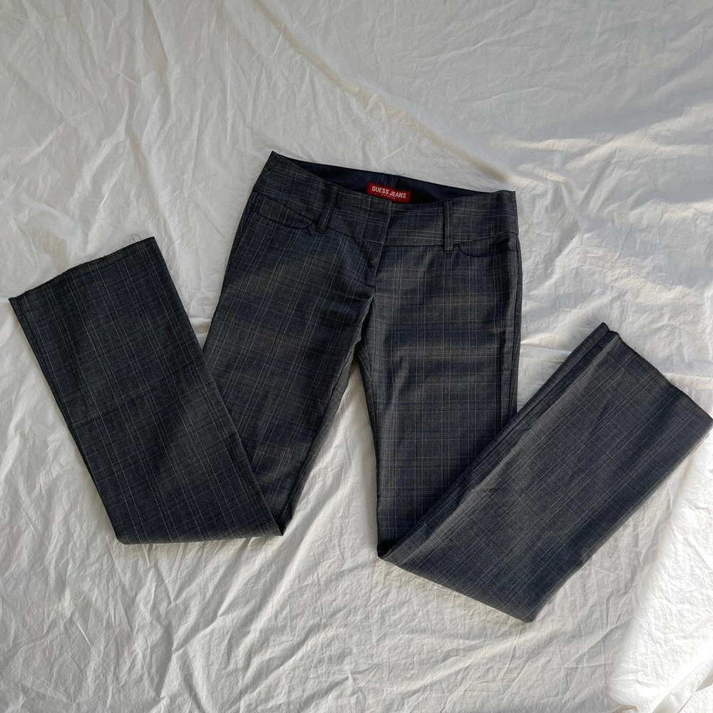 Guess grey plaid low rise bootcut trousers